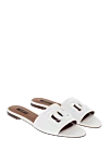 Dolce & Gabbana White leather sandals with DG emblem - Logo. 100% Genuine Leather. Country of manufacture: Italy. Care: specialized cleaning - photo 3