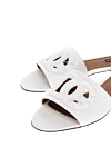 Dolce & Gabbana White leather sandals with DG emblem - Logo. 100% Genuine Leather. Country of manufacture: Italy. Care: specialized cleaning - photo 5