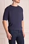 Cesare di Napoli Cotton short sleeve jumper blue for men - Short sleeve. 100% cotton. Country of manufacture: Italy. Care: specialized cleaning - photo 3