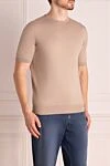 Cesare di Napoli Cotton short sleeve jumper beige for men - Short sleeve. 100% cotton. Country of manufacture: Italy. Care: specialized cleaning - photo 3