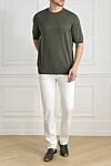 Green melange cotton short-sleeve jumper for men (markdown) Cesare di Napoli - Short sleeve. 100% cotton. Country of manufacture: Italy. Care: specialized cleaning - photo 2