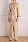 Beige linen knitted suit for women Loro Piana - Additional: Belt-lace. 100% linen. 2. Country of manufacture: Italy. Care: specialized cleaning - photo 2