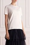 Loro Piana Women's basic white T-shirt made of cotton - 100% cotton. Country of manufacture: Italy. Care: specialized cleaning - photo 3