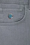Stefano Ricci Men's gray jeans with turquoise button - cotton, polyurethane. zipper, button. Country of manufacture: Italy. Care: specialized cleaning - photo 5