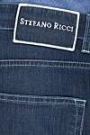 Stefano Ricci Джинси чоловічі сині з білим логотипом - бавовна, поліуретан. блискавка, гудзик. Країна виробник: Італія. Догляд: спеціалізоване чищення - фото 5