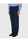Stefano Ricci Men's blue cotton pants with blue inserts - cotton, lyocell. buttons, zipper. Country of manufacture: Italy. Care: specialized cleaning - photo 3