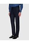 Stefano Ricci Штани класичні чоловічі сині базові - 100% вовна. гудзики, блискавка. Країна виробник: Італія. Догляд: спеціалізоване чищення - фото 3