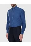 Stefano Ricci Сорочка чоловіча синя бавовняна класична - бавовна. гудзики. Країна виробник: Італія. Догляд: спеціалізоване чищення - фото 3