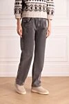 Brunello Cucinelli Gray cotton jeans for women - contrasting seams, scuffs. three front pockets, two back pockets. 100% cotton. zipper, buttons. Country of manufacture: Italy. Care: specialized cleaning - photo 3