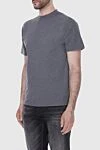 Loro Piana Gray cotton T-shirt for men - 100% cotton. Country of manufacture: Italy. Care: specialized cleaning - photo 3