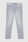 Scissor Scriptor Men's gray jeans with blue logo - logo. cotton, polyurethane. zipper, button. Country of manufacture: Italy. Care: specialized cleaning - photo 1