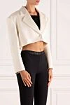 Magda Butrym Women's cropped white silk jacket - 100% cotton. Country of manufacture: Italy. Care: specialized cleaning - photo 3