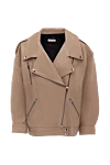 Fleur de Paris Women's leather beige long jacket with metal elements - natural leather. Country of manufacture: Italy. Care: specialized cleaning - photo 1