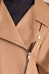 Fleur de Paris Women's leather beige long jacket with metal elements - natural leather. Country of manufacture: Italy. Care: specialized cleaning - photo 5