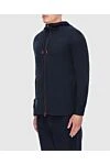 Kiton Sports sweatshirt men's cotton blue with a hood - Features: hood. cotton. zipper. Country of manufacture: Italy. Care: specialized cleaning - photo 3