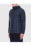 Kiton Sports sweatshirt men's cotton blue checkered with a hood - checkered pattern. Features: hood. cotton. zipper. Country of manufacture: Italy. Care: specialized cleaning - photo 3