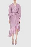 Women's purple silk midi dress with long sleeves and a belt Zimmermann - long sleeves, decorative belt, asymmetrical skirt. silk. Country of manufacture: Italy. Care: specialized cleaning - photo 2