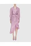Women's purple silk midi dress with long sleeves and a belt Zimmermann - long sleeves, decorative belt, asymmetrical skirt. silk. Country of manufacture: Italy. Care: specialized cleaning - photo 2