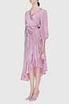 Zimmermann Women's purple silk midi dress with long sleeves and a belt - long sleeves, decorative belt, asymmetrical skirt. silk. Country of manufacture: Italy. Care: specialized cleaning - photo 3