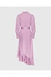 Zimmermann Women's purple silk midi dress with long sleeves and a belt - long sleeves, decorative belt, asymmetrical skirt. silk. Country of manufacture: Italy. Care: specialized cleaning - photo 7