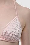 Роздільний купальник з поліаміду та еластану рожевий жіночий Balmain - глянцевий принт лого. поліамід, еластан. зав'язки. Країна виробник: Франция. Догляд: спеціалізоване чищення - фото 6