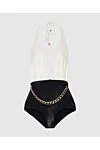 Swimsuit white and black for women Balmain - Decoration: contrasting top, gold-plated chain. 80% polyamide, 20% elastane. Country of manufacture: Italy. Care: specialized cleaning - photo 2