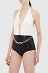 Balmain Swimsuit white and black for women - Decoration: contrasting top, gold-plated chain. 80% polyamide, 20% elastane. Country of manufacture: Italy. Care: specialized cleaning - photo 3