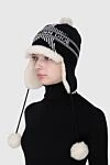 Black wool and cashmere hat for women Dior - pom-pom, textured knit, logo. wool, cashmere. Country of manufacture: Italy. Care: specialized cleaning - photo 2