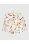 Zimmermann Women's white linen shorts with a floral print belt - decorated buckle, floral print. 100% linen. Fastener: belt. Country of manufacture: Italy. Care: specialized cleaning - photo 1