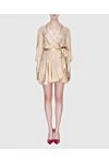 Women's beige silk mini dress with long sleeves and a belt Zimmermann - V-neck, waist belt. silk. laces. Country of manufacture: Italy. Care: specialized cleaning - photo 2