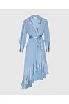 Zimmermann Women's blue silk midi dress with long sleeves and a belt - V-neckline, waist belt, asymmetrical skirt. silk. laces. Country of manufacture: Italy. Care: specialized cleaning - photo 1