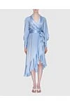 Women's blue silk midi dress with long sleeves and a belt Zimmermann - V-neckline, waist belt, asymmetrical skirt. silk. laces. Country of manufacture: Italy. Care: specialized cleaning - photo 2