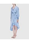 Zimmermann Women's blue silk midi dress with long sleeves and a belt - V-neckline, waist belt, asymmetrical skirt. silk. laces. Country of manufacture: Italy. Care: specialized cleaning - photo 3