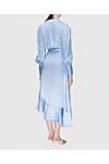 Women's blue silk midi dress with long sleeves and a belt Zimmermann - V-neckline, waist belt, asymmetrical skirt. silk. laces. Country of manufacture: Italy. Care: specialized cleaning - photo 4