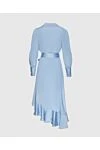 Zimmermann Women's blue silk midi dress with long sleeves and a belt - V-neckline, waist belt, asymmetrical skirt. silk. laces. Country of manufacture: Italy. Care: specialized cleaning - photo 7