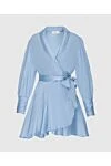 Zimmermann Blue silk dress for women - Decoration: V-neck, waist belt, asymmetrical skirt, short skirt. silk. laces. Country of manufacture: Italy. Care: specialized cleaning - photo 1