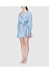 Zimmermann Blue silk dress for women - Decoration: V-neck, waist belt, asymmetrical skirt, short skirt. silk. laces. Country of manufacture: Italy. Care: specialized cleaning - photo 3