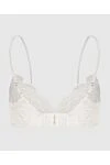 Women's bralette white with lace Zimmermann - lace, adjustable straps, elastic back. linen, silk. Country of manufacture: Italy. Care: specialized cleaning - photo 6