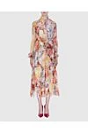 Red silk women's midi dress with floral print Zimmermann - flower applique on the collar and ties, removable tie on the waist, floral print. silk. laces. Country of manufacture: Italy. Care: specialized cleaning - photo 2