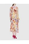 Red silk women's midi dress with floral print Zimmermann - flower applique on the collar and ties, removable tie on the waist, floral print. silk. laces. Country of manufacture: Italy. Care: specialized cleaning - photo 4