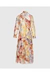 Zimmermann Red silk women's midi dress with floral print - flower applique on the collar and ties, removable tie on the waist, floral print. silk. laces. Country of manufacture: Italy. Care: specialized cleaning - photo 7