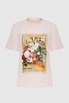 Zimmermann Women's pink cotton T-shirt with print - free cut, original print. linen, cotton. Country of manufacture: Italy. Care: specialized cleaning - photo 1