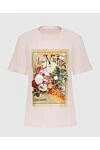 Zimmermann Women's pink cotton T-shirt with print - free cut, original print. linen, cotton. Country of manufacture: Italy. Care: specialized cleaning - photo 1
