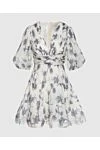 Zimmermann Gray women's mini dress with V-neck and floral print - Decoration: V-neck, short sleeves, floral print, short skirt. 100% polyester. Country of manufacture: Italy. Care: specialized cleaning - photo 1