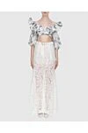 Women's gray top with voluminous sleeves and floral print Zimmermann - loose sleeves, frills on the edges, deep neckline. 100% polyester. Country of manufacture: Italy. Care: specialized cleaning - photo 2