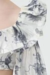 Zimmermann Women's gray top with voluminous sleeves and floral print - loose sleeves, frills on the edges, deep neckline. 100% polyester. Country of manufacture: Italy. Care: specialized cleaning - photo 5