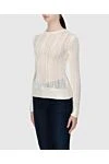 Zimmermann Women's beige jumper in textured knit - Decoration: textured knit. 85% viscose, 15% cotton. Country of manufacture: Italy. Care: specialized cleaning - photo 3