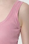 Zimmermann Women's pink T-shirt with a ribbed design - Features: ribbed fabric. 78% viscose, 22% nylon. Country of manufacture: Italy. Care: specialized cleaning - photo 5