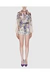 Women's blue silk suit in floral print Zimmermann - floral pattern, contrasting design, decorative belt. silk. Country of manufacture: Italy. Care: specialized cleaning - photo 2