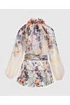 Zimmermann Women's blue silk suit in floral print - floral pattern, contrasting design, decorative belt. silk. Country of manufacture: Italy. Care: specialized cleaning - photo 7